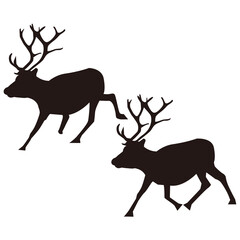 歩くトナカイのシルエット　影　イメージ