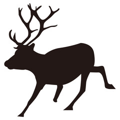 走るトナカイのシルエット　影　イメージ