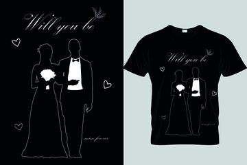 Valentine day special couple typography t-shirt design