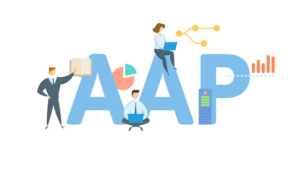 AAP, Affirmative Action Plan. Concept with keyword, people and icons. Flat vector illustration. Isolated on white.
