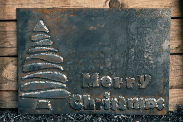 Steel Christmas card with the words 