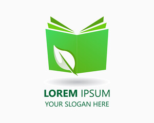 leaf book logo. education logo design vector