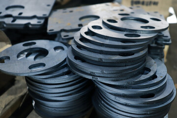 Close-up of a steel part from a fiber optic laser cutting machine for metal. 