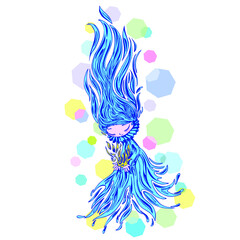 Fairy Magical Spirit of Light, personnage de dessin animé mignon tenant une flamme, isolé sur fond blanc