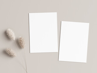 two vertical cards mockup with dry plant