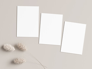  three vertical cards mockup with dry plant