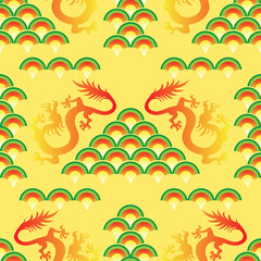 Fototapeta na wymiar Dragon japanese pattern 13