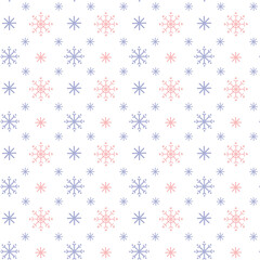 Winter seamless pattern. Snowflakes on a light background. Suitable for cards, Christmas cards, invitations, greetings, paper and others.  