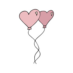 Color cute doodle vector air balloon. Hand drawn clipart