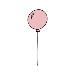 Color cute doodle vector air balloon. Hand drawn clipart