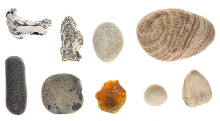 Set of stones isolated on white background