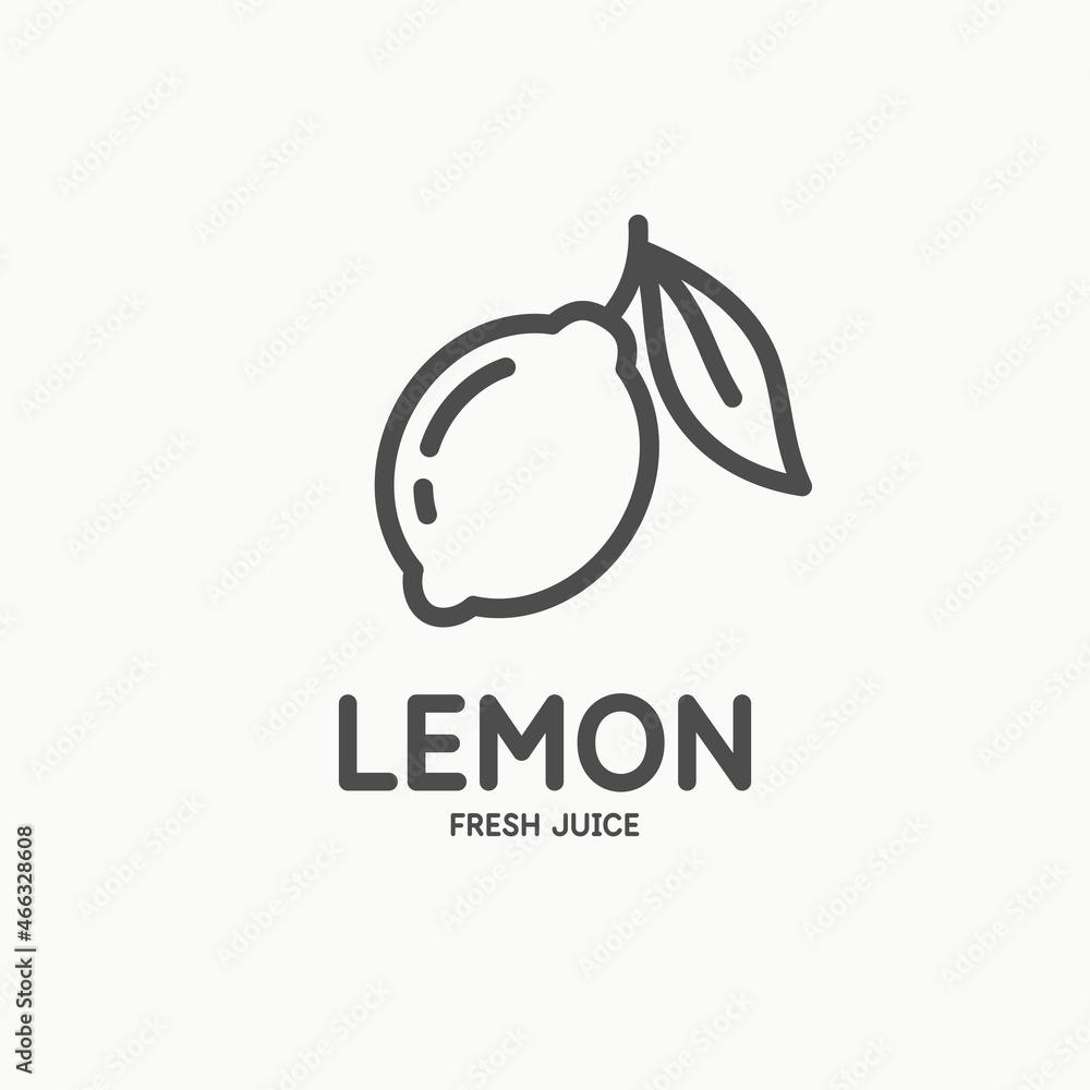 Poster lemon illustration in linear flat style. isolated image on a light background. vector icon. an eleme