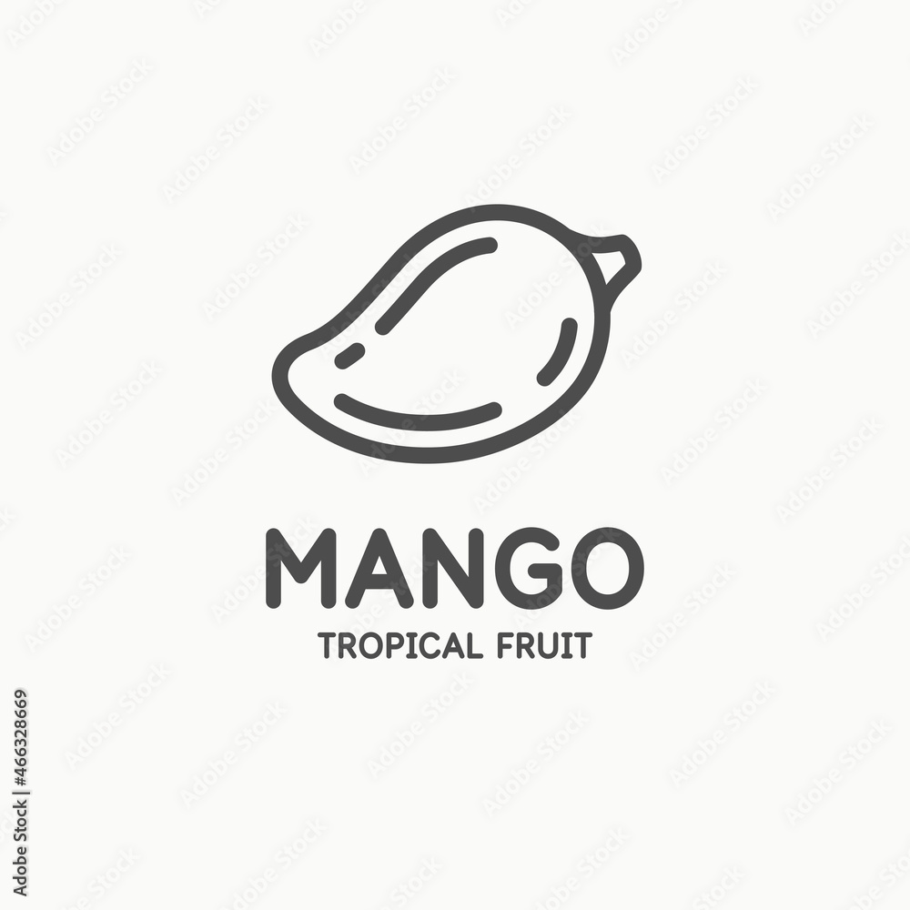 Poster mango illustration in linear flat style. isolated image on a light background. vector icon. an eleme