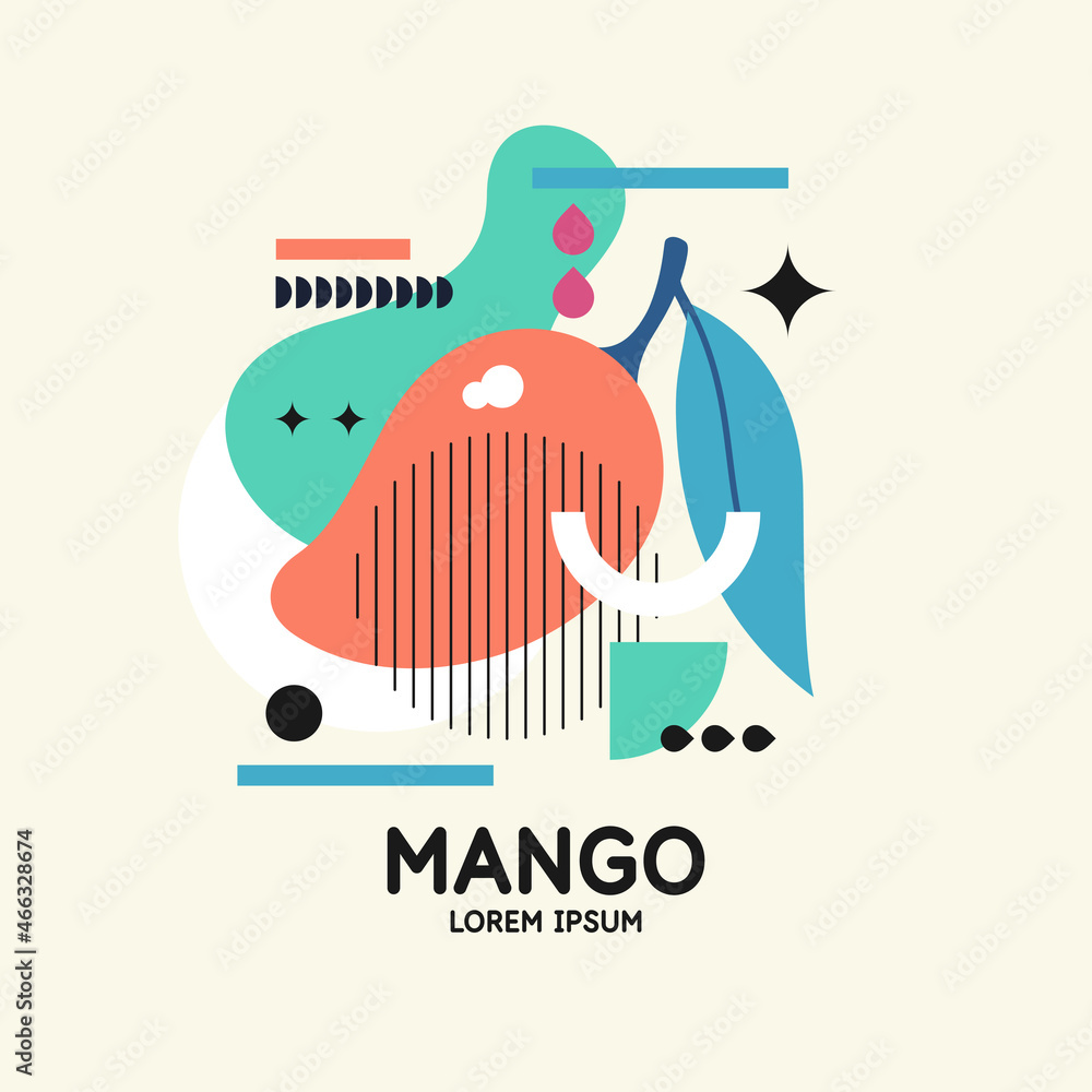 Poster vector graphics in a minimalistic fashionable style with geometric elements.. illustration of a mang