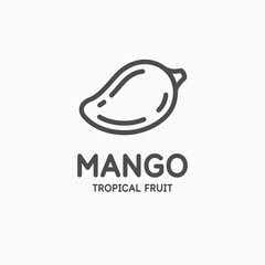 Mango illustration in linear flat style. Isolated image on a light background. Vector icon. An element for design.
