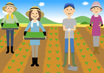 農家の人々 働く人