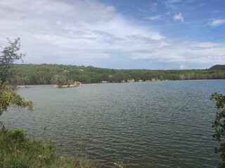landscape with lake and clouds, beautiful lake with clouds