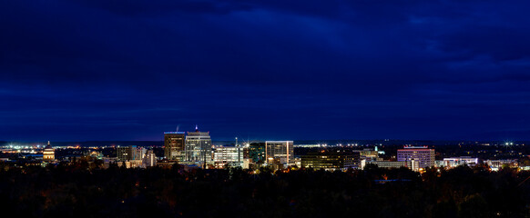 Fototapeta na wymiar Little city of Boise Idaho as seen at night