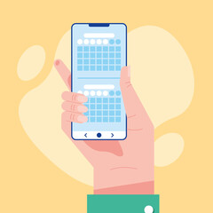 hand using smartphone planning