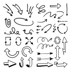 Arrow doodle collection. Hand drawn set of arrows.