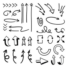 Arrow doodle collection. Hand drawn set of arrows.