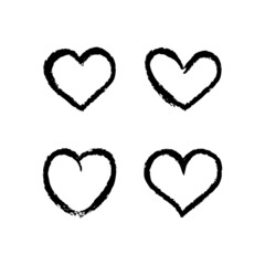 Hand drawn doodle hearts. Set of heart illustrations for valentine's day decoration. Love sketches.
