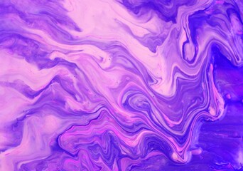 Fototapeta na wymiar Abstract background of lilac marble. The lines and waves of acrylic paint create an interesting structure. Background for web design, fabric, design,