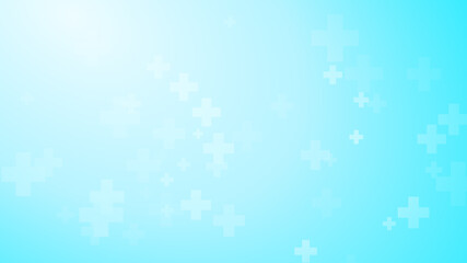 Medical health blue cross pattern background. Abstract healthcare technology and science concept.
