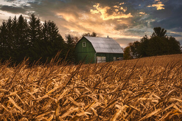 Fall scenics of waterfalls and rural farm and barn settings featuring sunsets and colourful autumn landscapes.