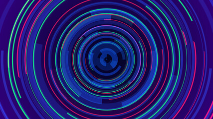Abstract circle blue neon future technology background.
