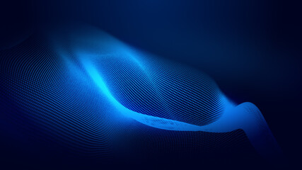 Abstract dot blue wave gradient texture technology background.