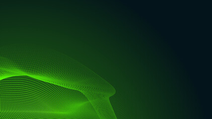 Abstract dot green wave gradient texture technology background.