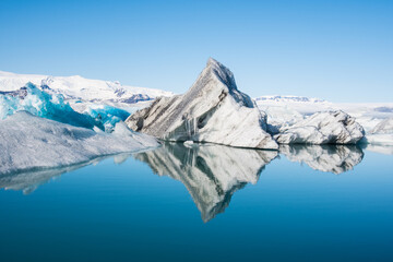 Jokulsarlon Ice Lagoon in south Iceland on a sunny spring day