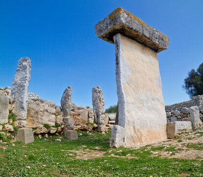 Taula talaiotica a megalithic construction of the prehistoric talaiotic culture from Menorca, balearic islands, Spain