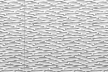 White seamless texture, Wavy background. Interior wall decoration, interior wall panel pattern, white background of abstract waves, 3d rendering