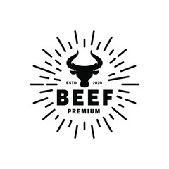 Beef Premium Logo. Vintage Retro Bull Head Logo Template