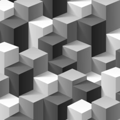 Abstract texture from 3d cubes, background from geometric gray black shapes, vector illustration 10eps