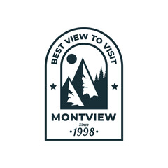 Vintage Retro Mountain Stamp Logo Emblem
