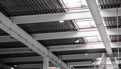 industrial building interior - roof structure view from below