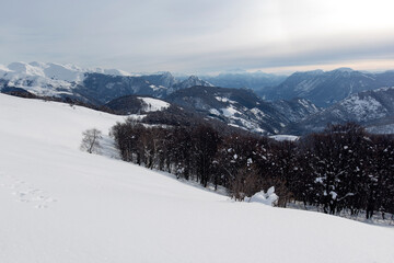 View of landscape in val cavargna during winter trekking