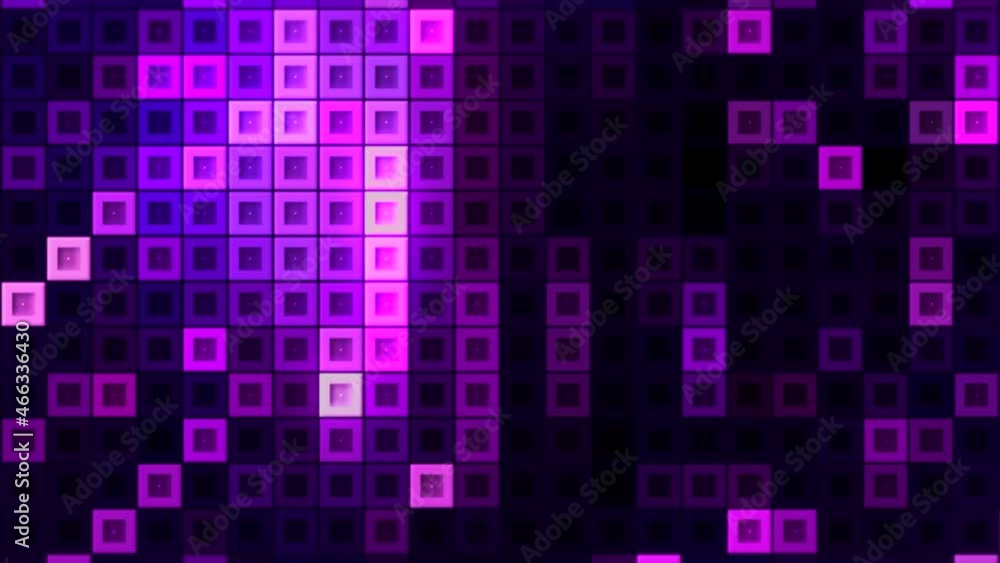 Aufkleber retro tetris with glowing squares. motion. background with neon squares moving in electronic field. 