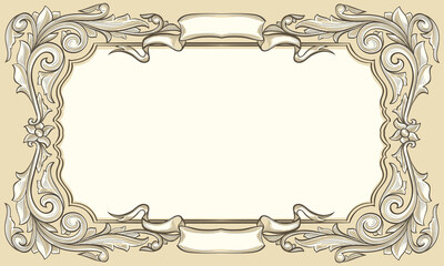 Decorative ornate retro floral blank frame