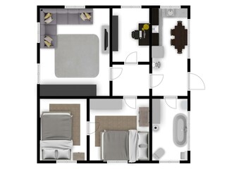 3d floor plan for real estate. Illustration floor plan. Color floor plan for marketing.