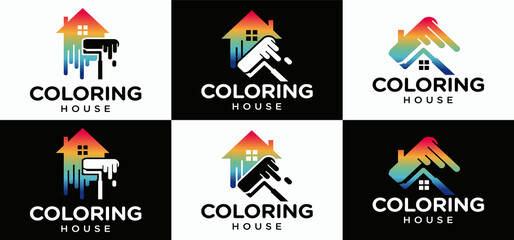 house paint logo ,Creative home decoration with house coloring logo, House colors