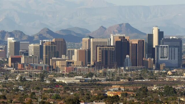 Downtown Phoenix Arizona Skyline Zoom In