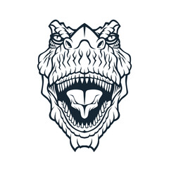 Dinosaur Head In Cartoon Style.