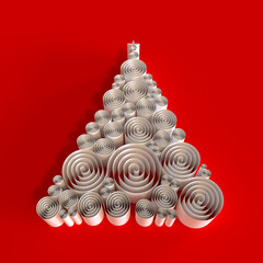 abstract christmas tree on red background
