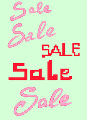 Sale typography lettering with beautiful hand scrip. Hand drawn word. Brush pen lettering. Can be used for print (bags, posters, cards, stationery) and for web (banners, advertisement).