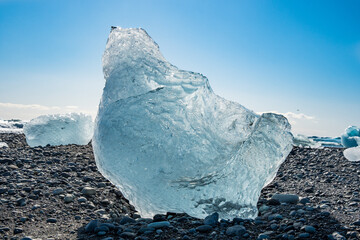 Iceberg at the coast of Eystri Fellsfjara, often refereed to as Diamond Beach by tourists