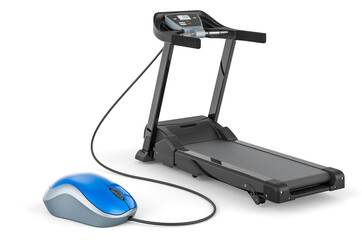 Treadmill with computer mouse. 3D rendering